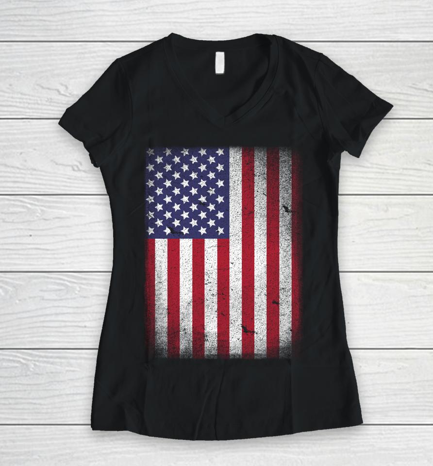 Usa Flag 4Th July American Red White Blue Star Stripes 4 Day Women V-Neck T-Shirt