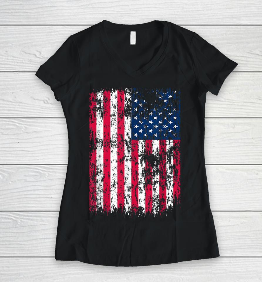 Usa Flag American Flag 4Th Of July Women V-Neck T-Shirt