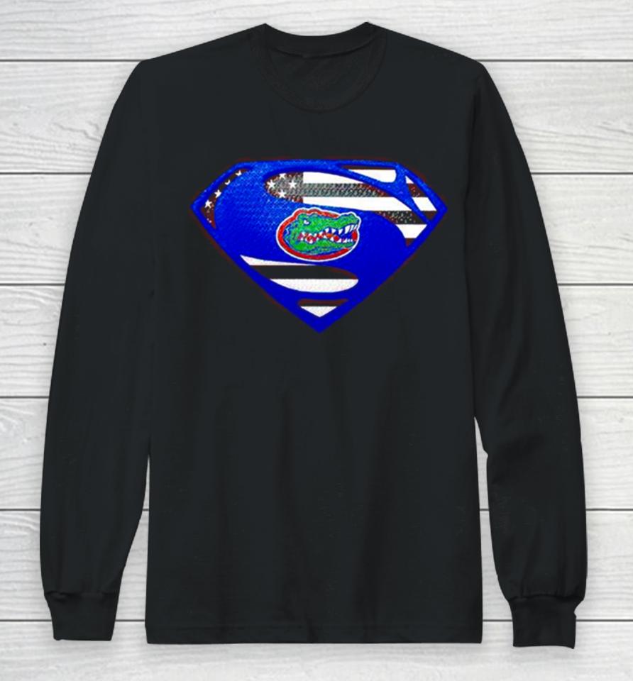 Usa Flag Inside Florida Gators Superman Long Sleeve T-Shirt
