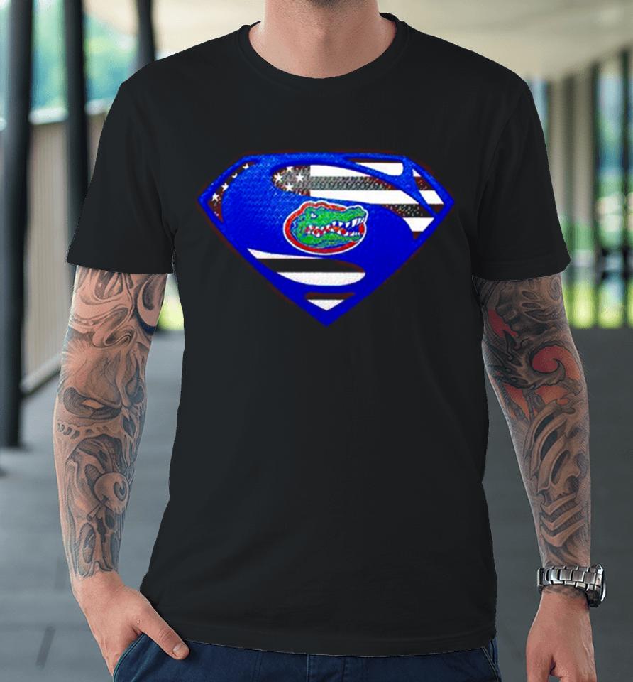 Usa Flag Inside Florida Gators Superman Premium T-Shirt