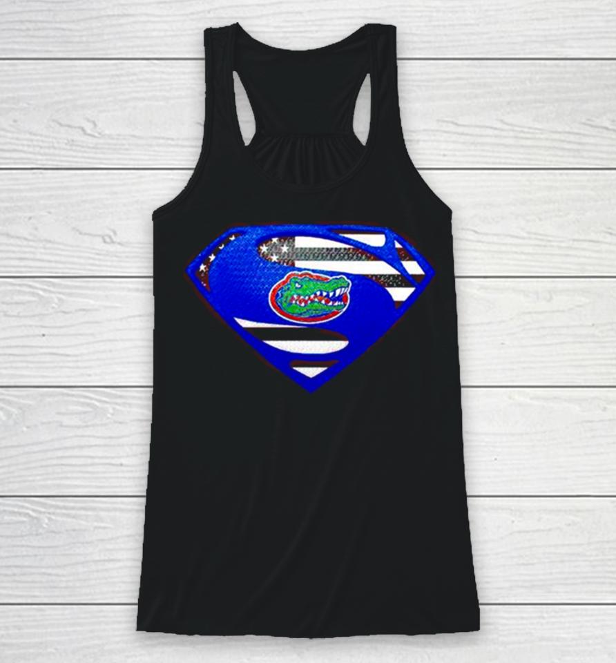 Usa Flag Inside Florida Gators Superman Racerback Tank