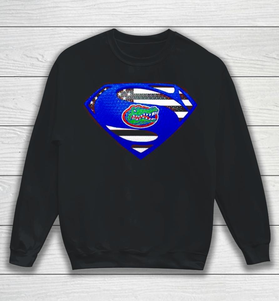 Usa Flag Inside Florida Gators Superman Sweatshirt
