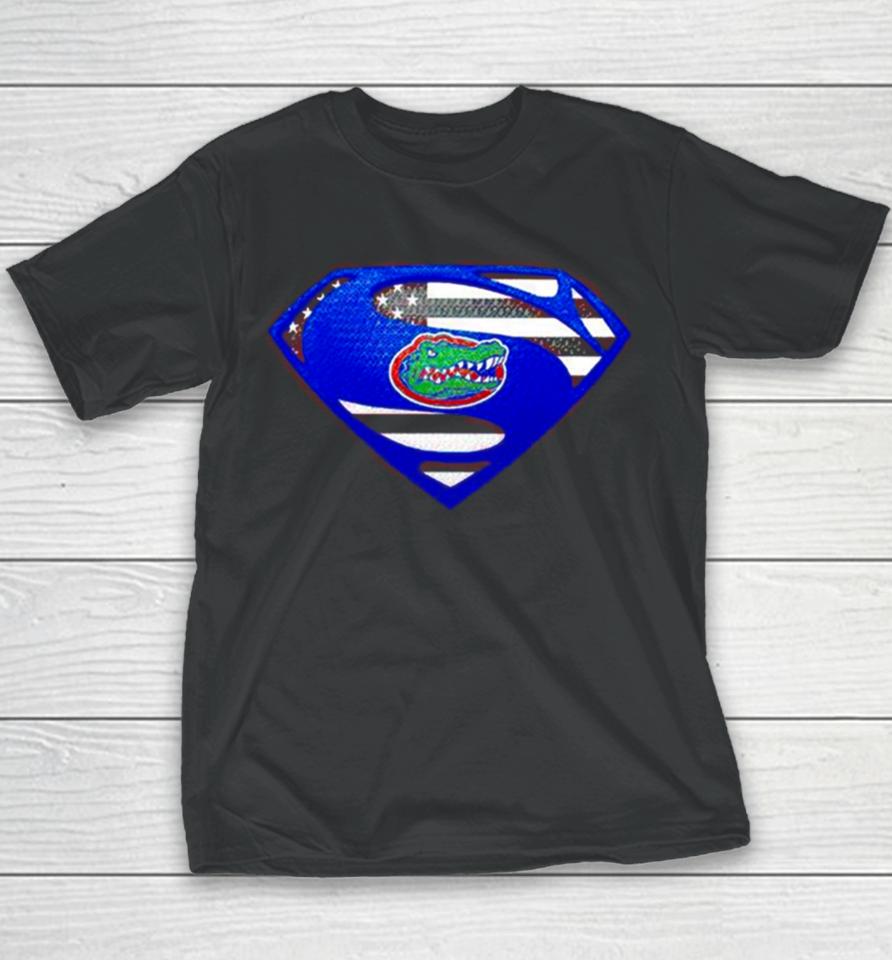 Usa Flag Inside Florida Gators Superman Youth T-Shirt