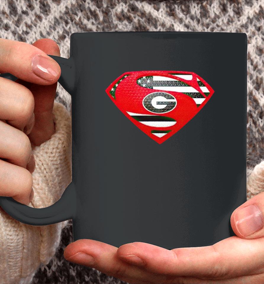 Usa Flag Inside Georgia Bulldogs Superman Coffee Mug