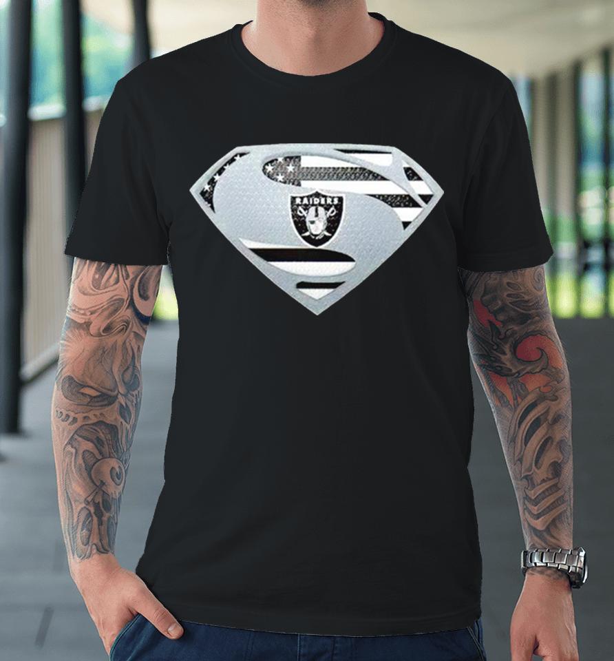 Usa Flag Inside Las Vegas Raiders Superman Premium T-Shirt