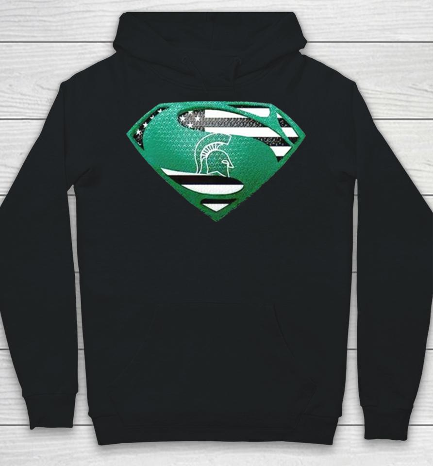 Usa Flag Inside Michigan State Spartans Superman Hoodie