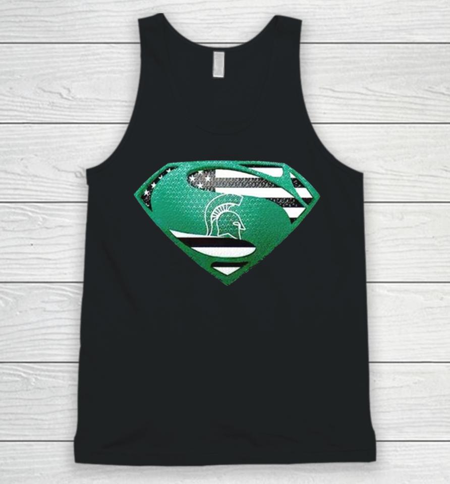 Usa Flag Inside Michigan State Spartans Superman Unisex Tank Top