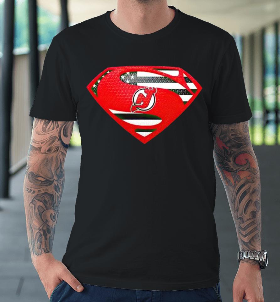 Usa Flag Inside New Jersey Devils Superman Premium T-Shirt