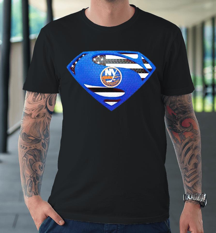 Usa Flag Inside New York Islanders Superman Premium T-Shirt