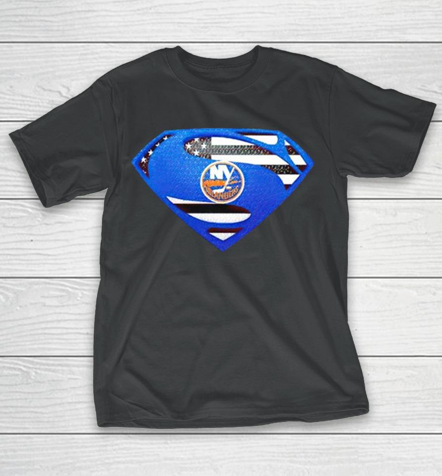 Usa Flag Inside New York Islanders Superman T-Shirt