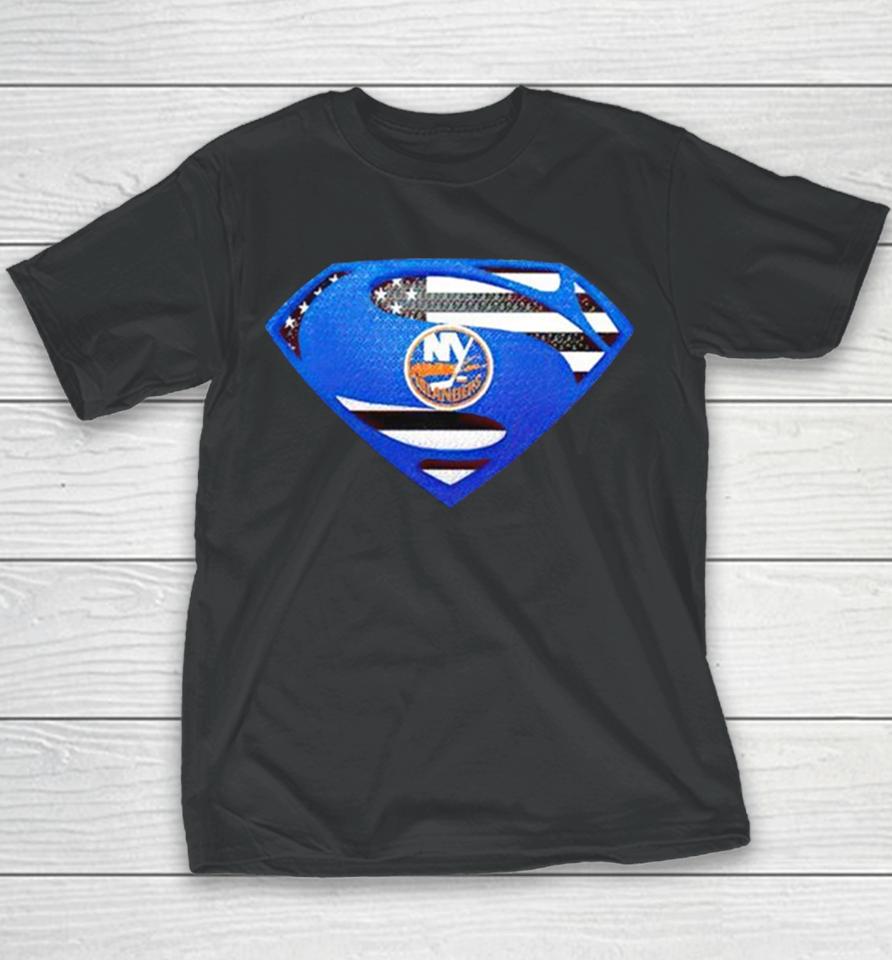 Usa Flag Inside New York Islanders Superman Youth T-Shirt
