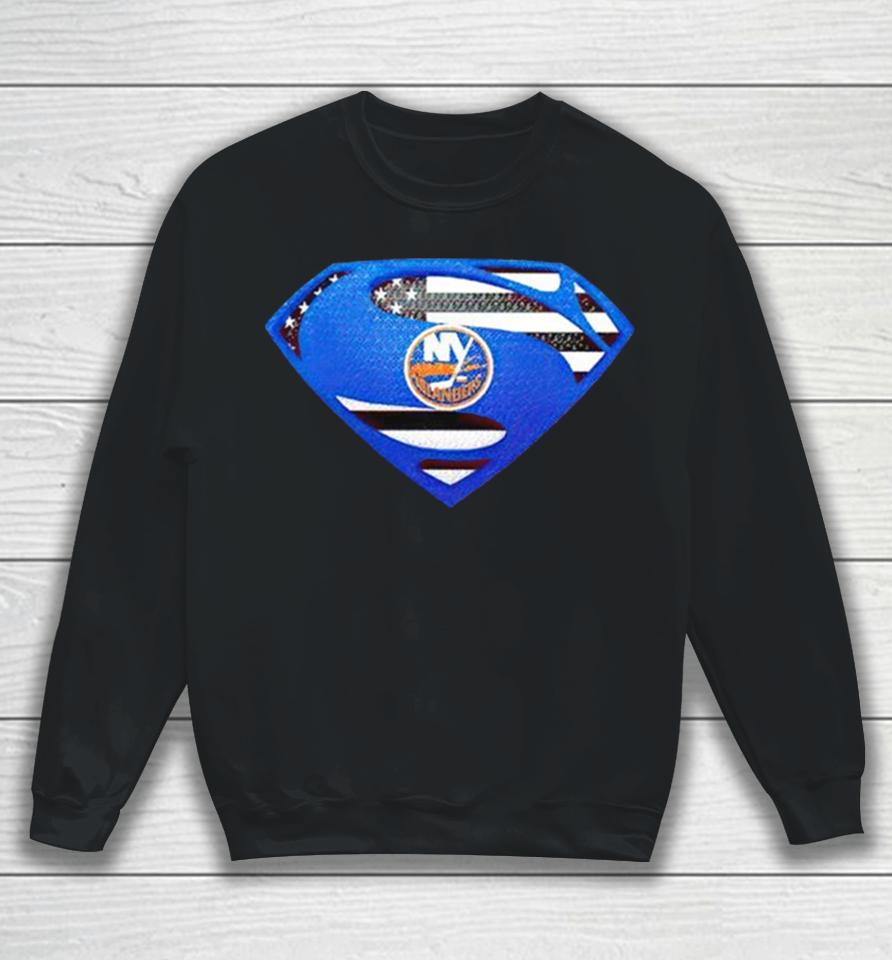 Usa Flag Inside New York Islanders Superman Sweatshirt