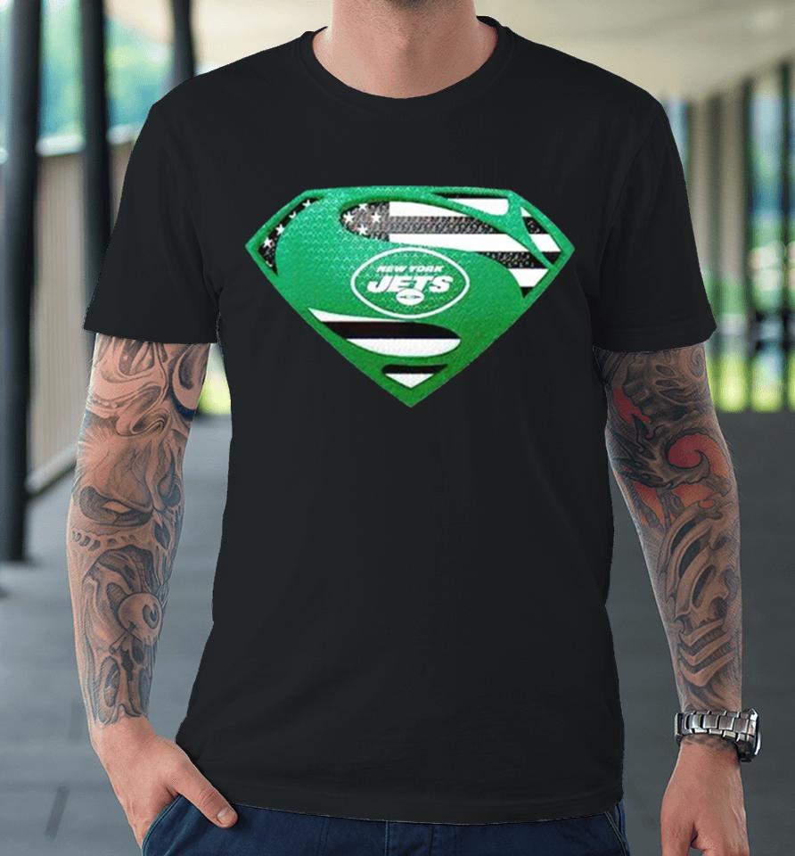Usa Flag Inside New York Jets Superman Premium T-Shirt