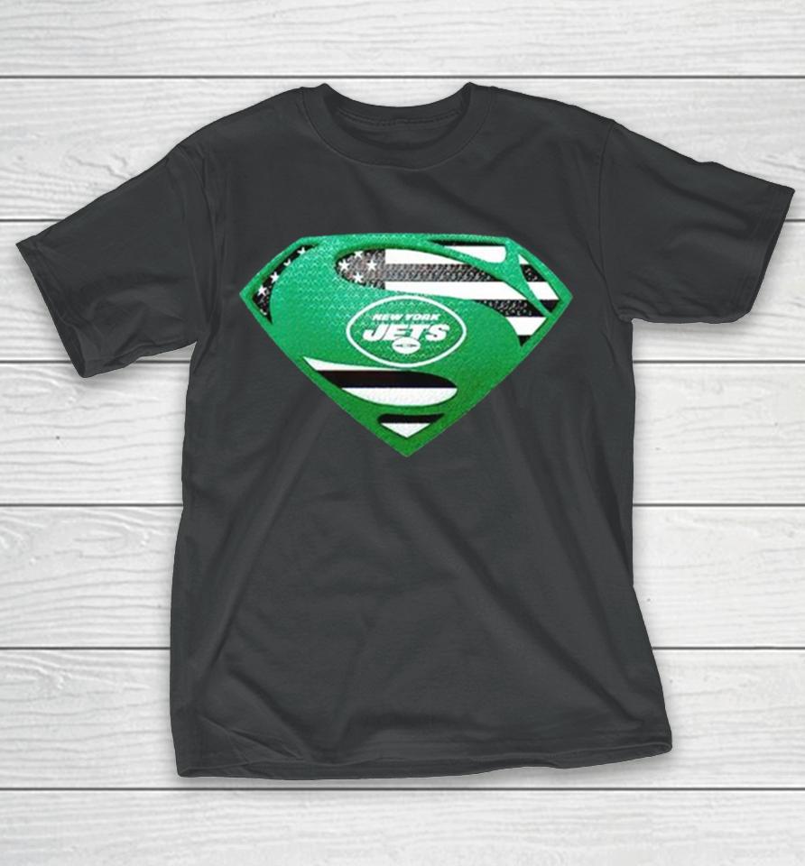 Usa Flag Inside New York Jets Superman T-Shirt