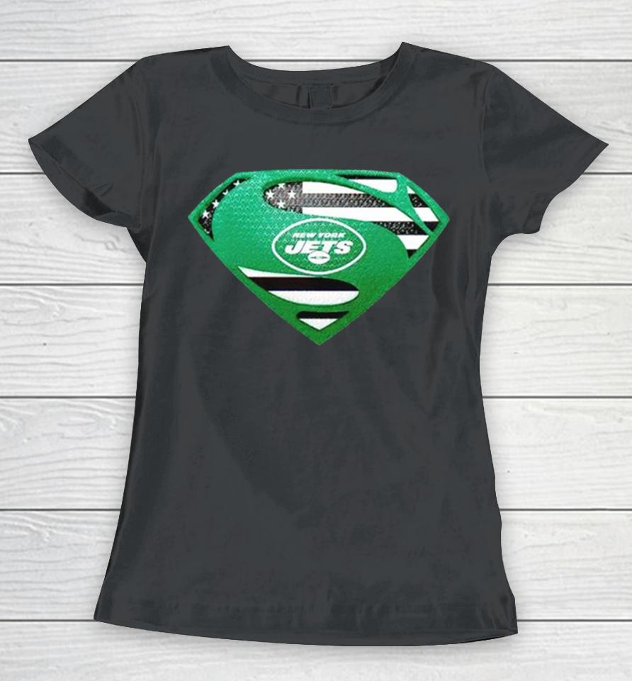 Usa Flag Inside New York Jets Superman Women T-Shirt