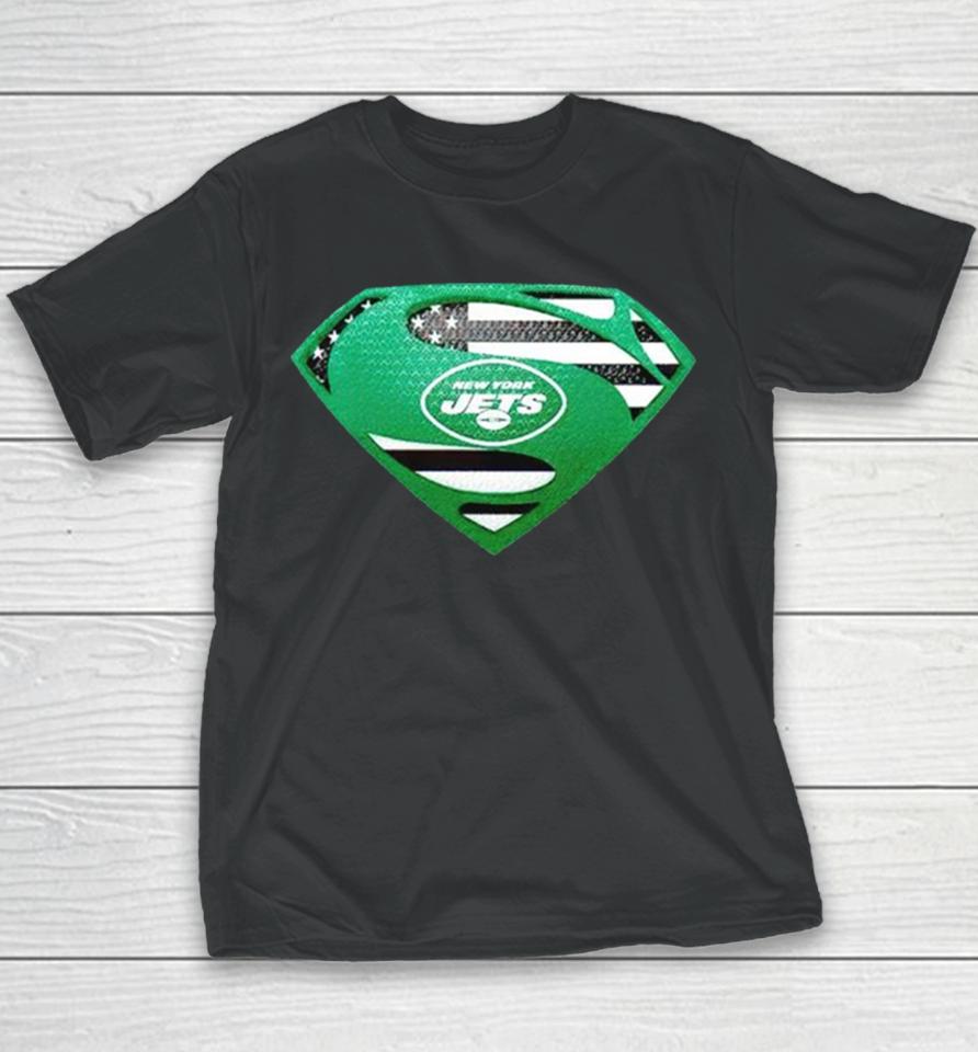 Usa Flag Inside New York Jets Superman Youth T-Shirt