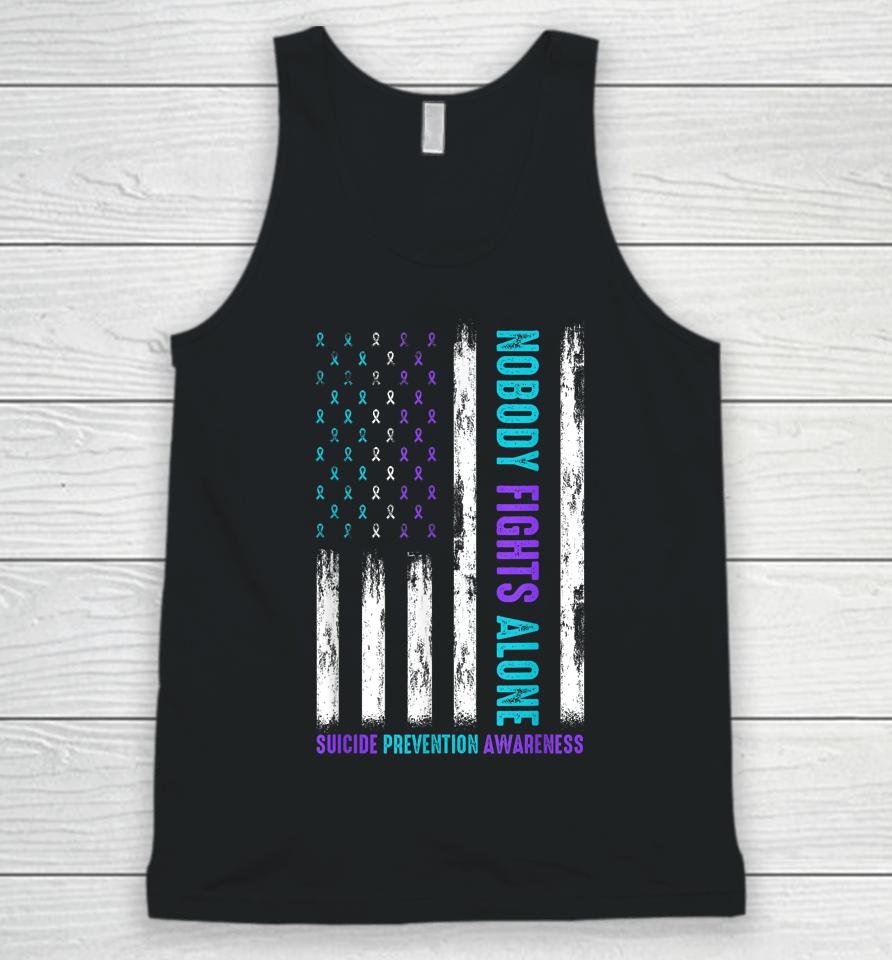 Usa Flag Nobody Fights Alone Suicide Prevention Awareness Unisex Tank Top