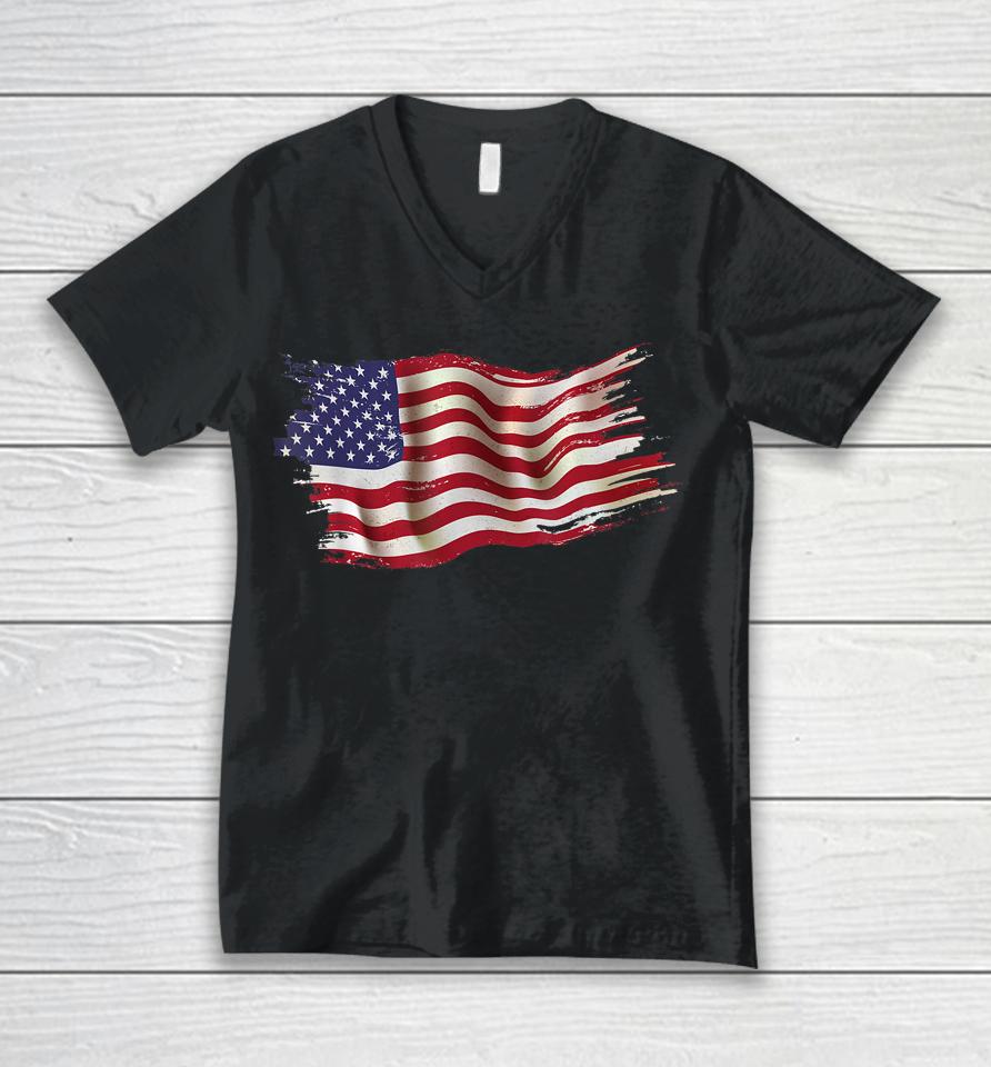 Usa Flag Patriotic 4Th Of July America Day Of Independence Unisex V-Neck T-Shirt