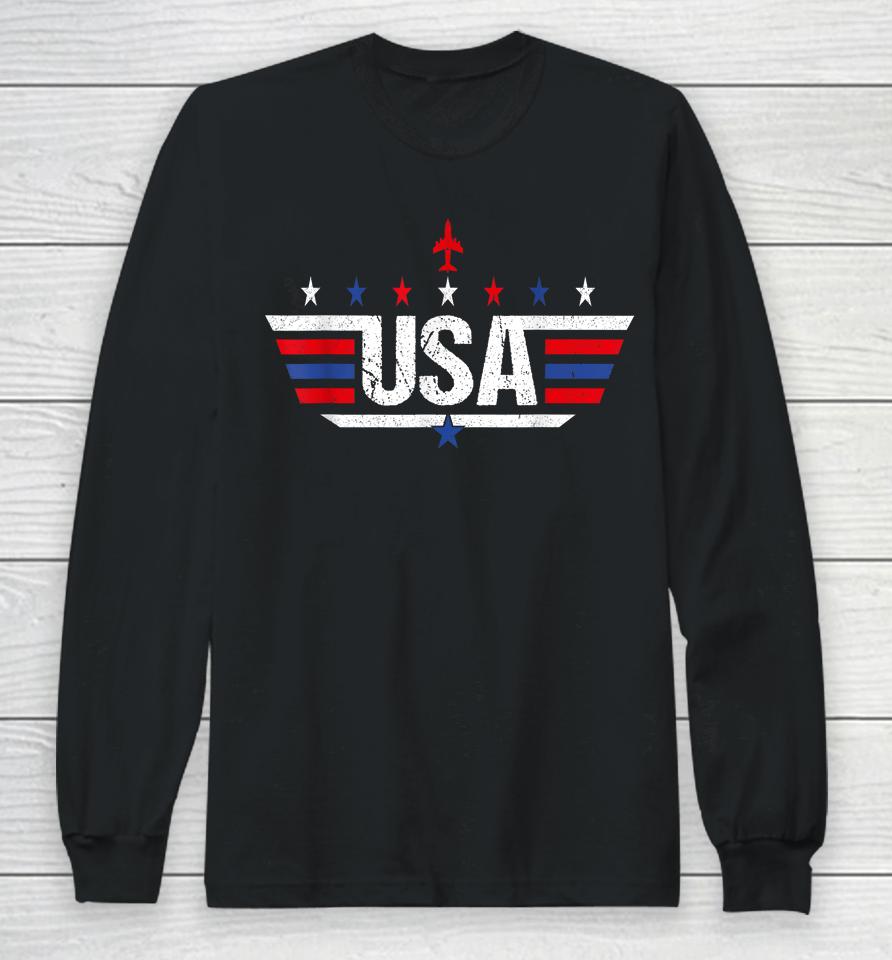 Usa Shirt For Women Men Kids Patriotic American Flag Long Sleeve T-Shirt