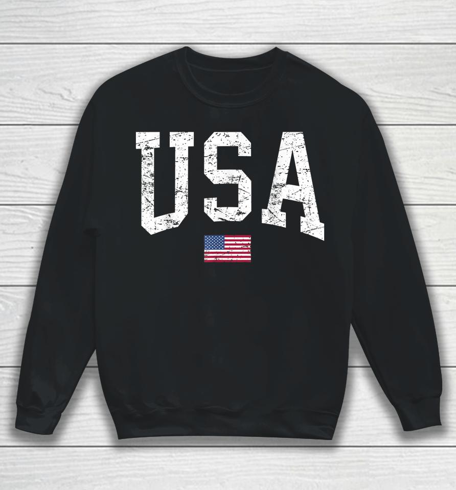 Usa Shirt Patriotic American Flag Distressed Sweatshirt