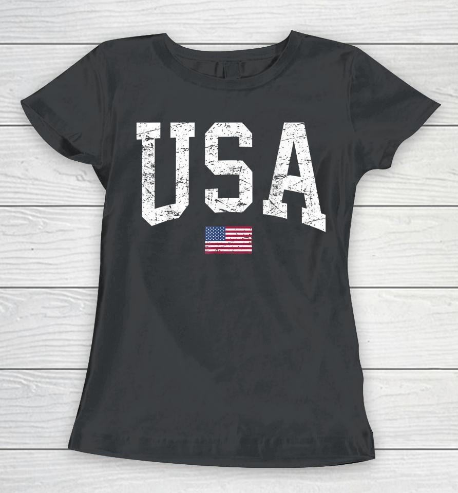 Usa Shirt Patriotic American Flag Distressed Women T-Shirt