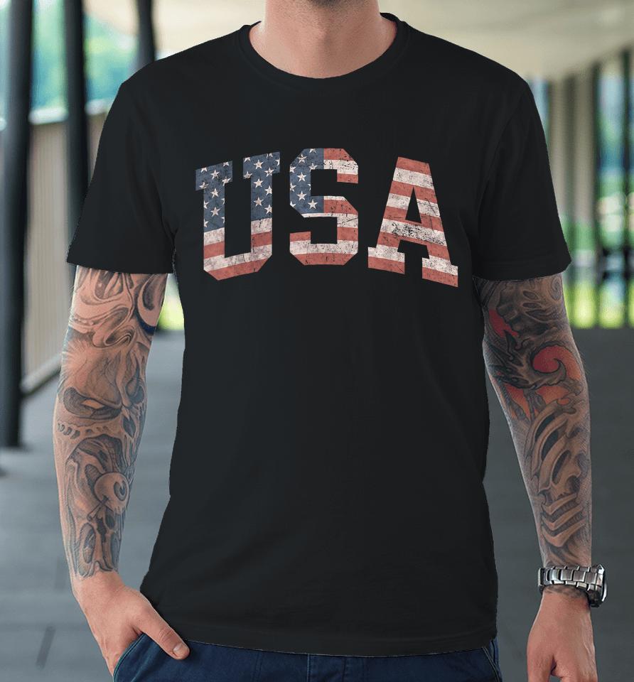 Usa Shirt Women Men Kids Patriotic American Flag Distressed Premium T-Shirt