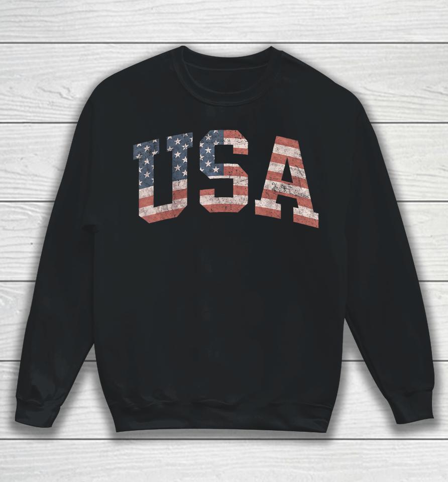 Usa Shirt Women Men Kids Patriotic American Flag Distressed Sweatshirt
