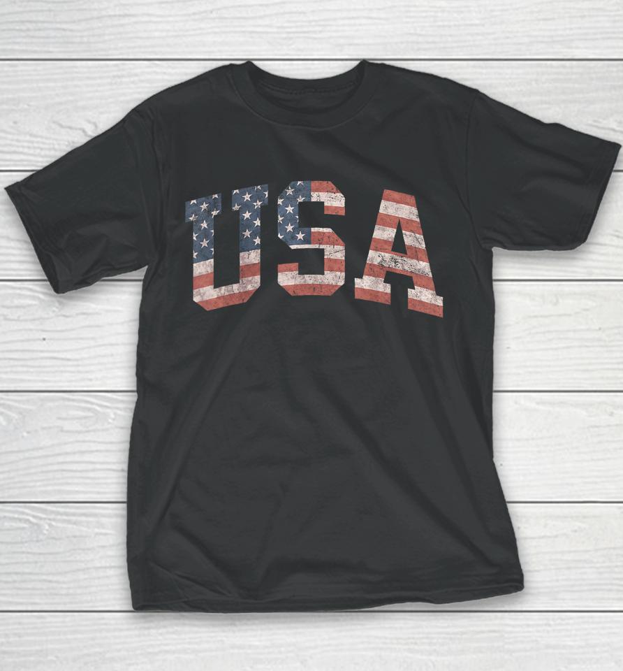 Usa Shirt Women Men Kids Patriotic American Flag Distressed Youth T-Shirt