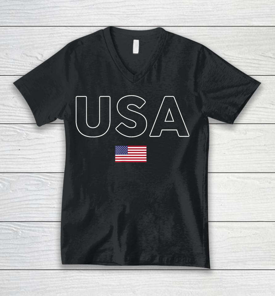 Usa T Shirt Patriotic American Flag July 4Th Unisex V-Neck T-Shirt