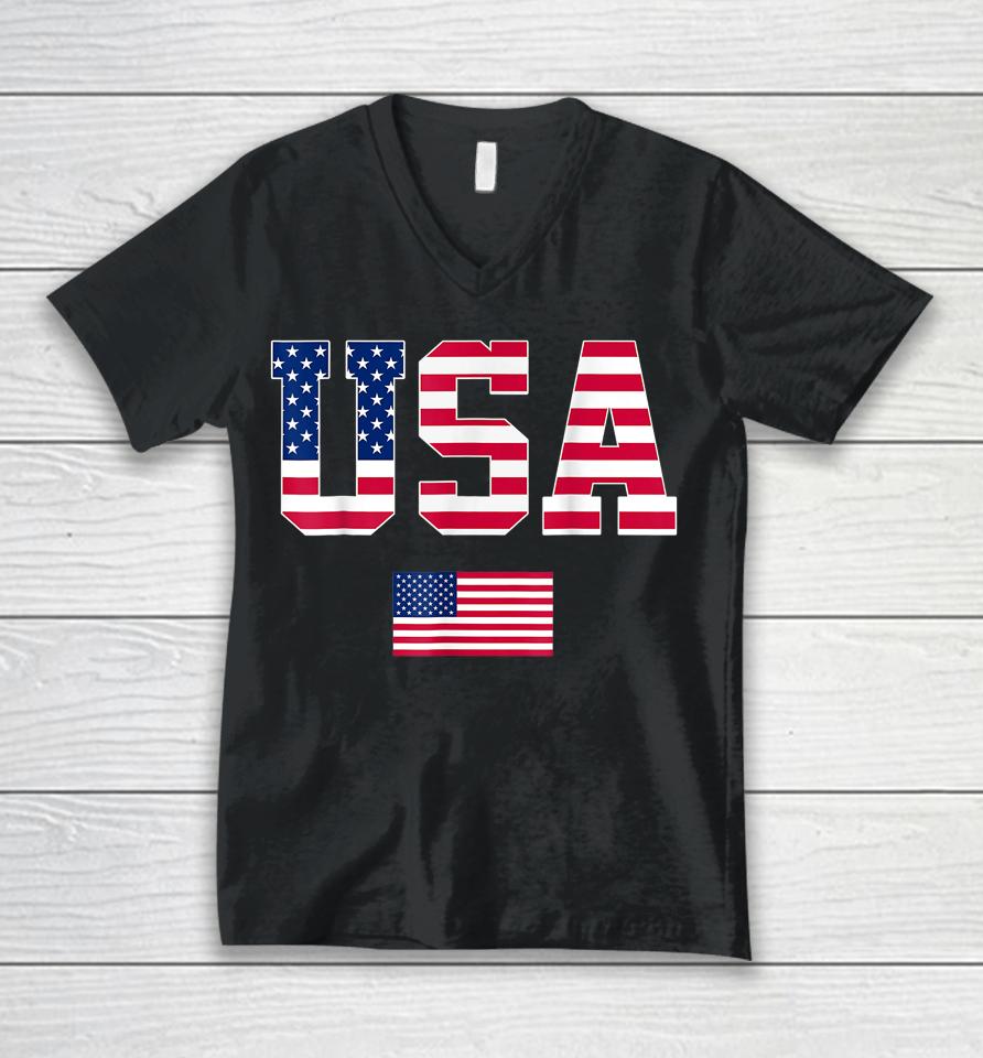 Usa T Shirt Women Men Patriotic American Flag 4Th Of July Unisex V-Neck T-Shirt