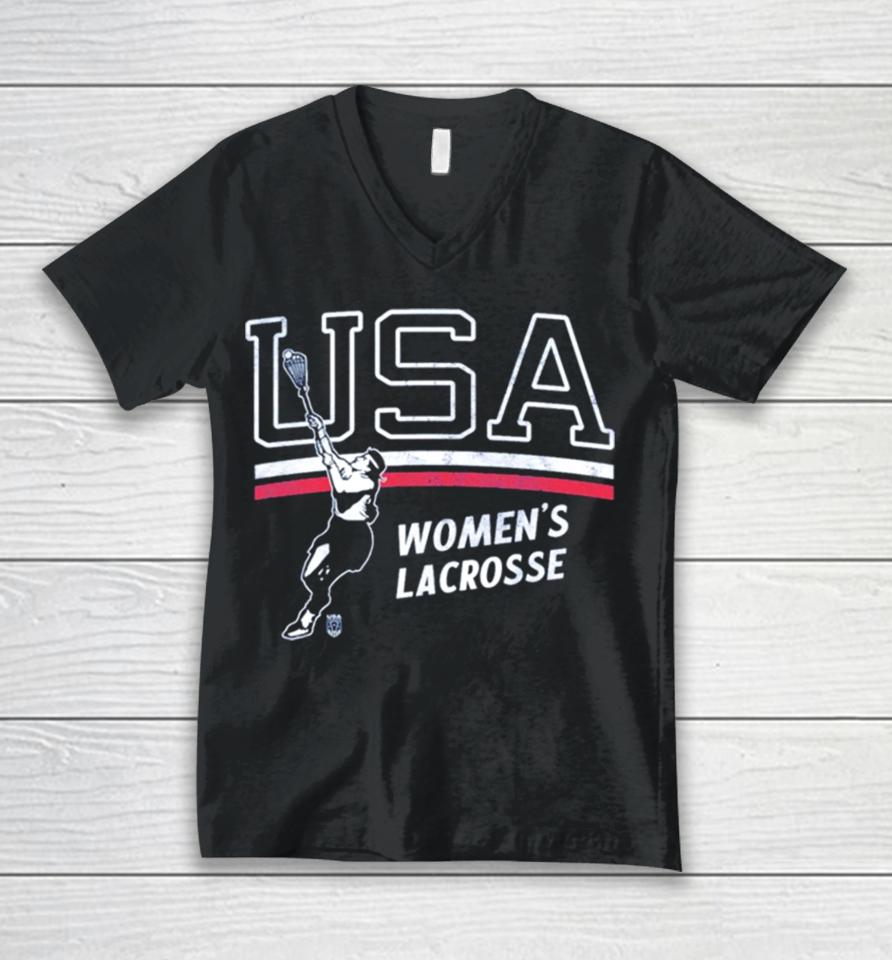 Usa Women’s Lacrosse Unisex V-Neck T-Shirt