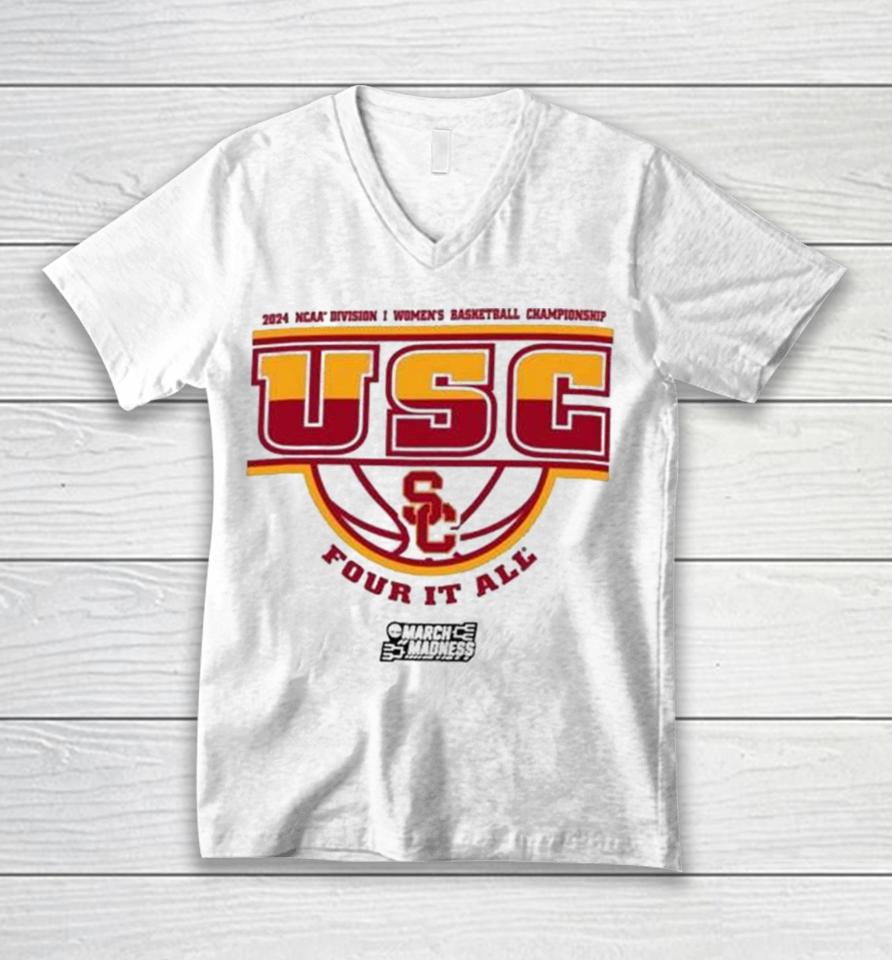 Usc Trojans 2024 Ncaa Division I Women’s Basketball Championship Four It All Unisex V-Neck T-Shirt