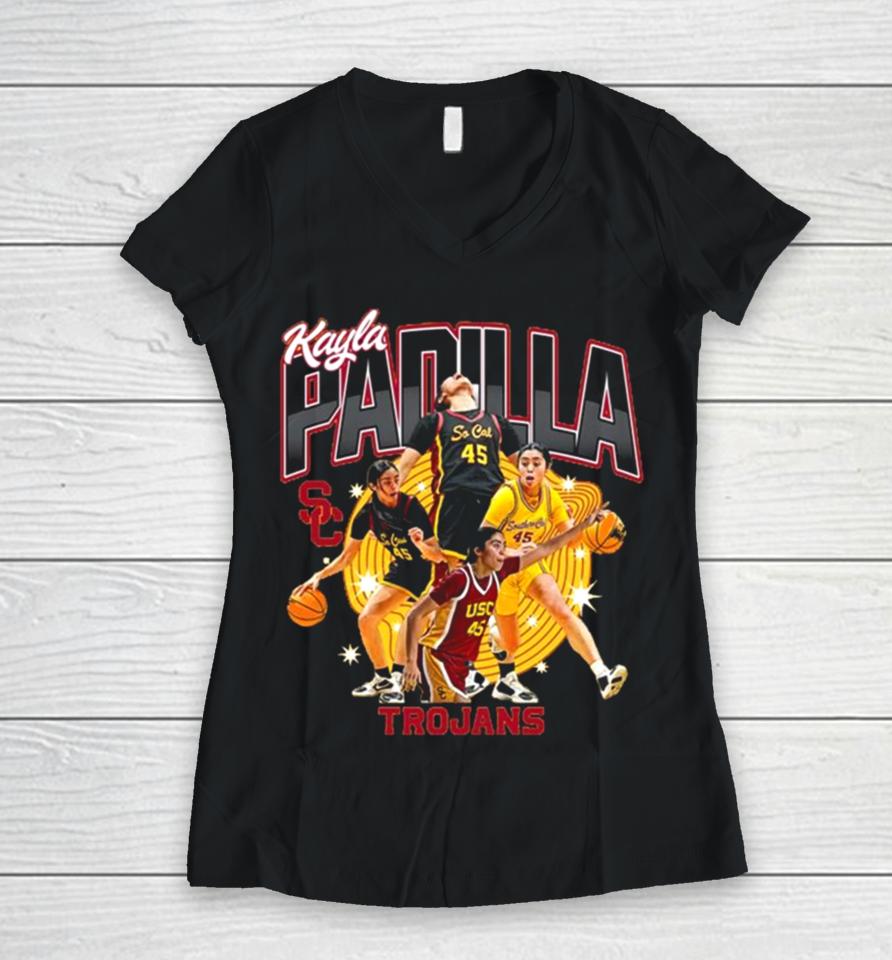 Usc Trojans 2024 Ncaa Women’s Basketball Kayla Padilla 2023 – 2024 Post Season Women V-Neck T-Shirt