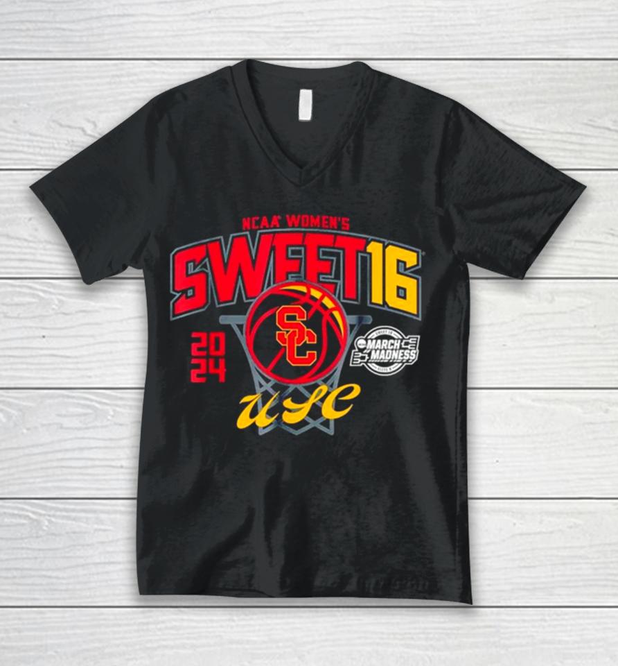 Usc Trojans 2024 Ncaa Women’s Basketball Sweet 16 March Madness Unisex V-Neck T-Shirt