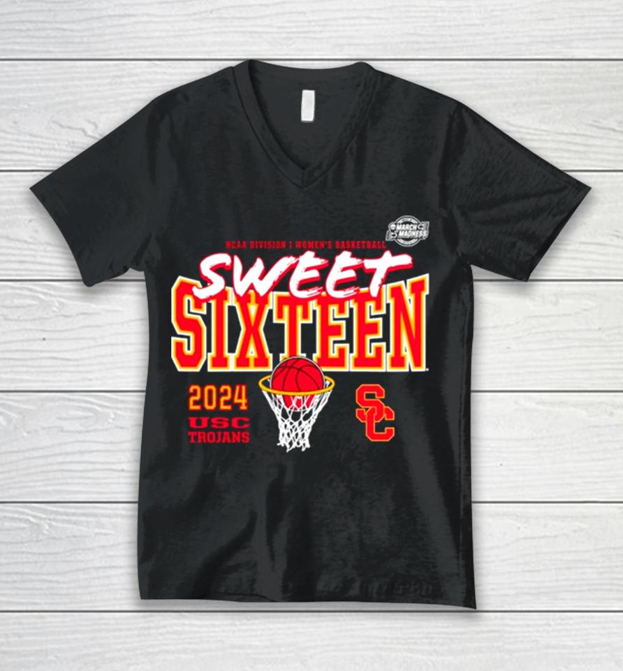 Usc Trojans 2024 Ncaa Women’s Basketball Tournament March Madness Sweet 16 Fast Break Unisex V-Neck T-Shirt
