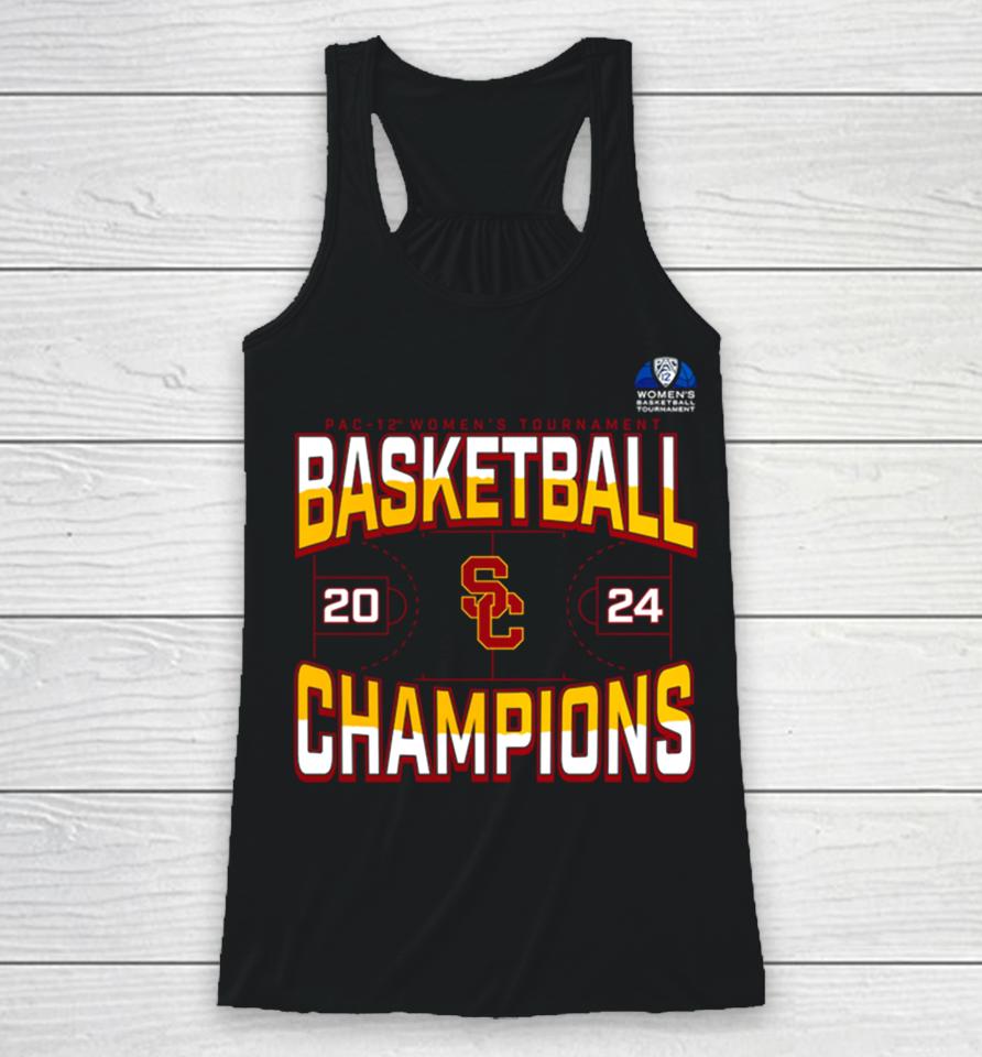 Usc Trojans 2024 Pac 12 Women’s Basketball Conference Tournament Champions Three Pointer Racerback Tank