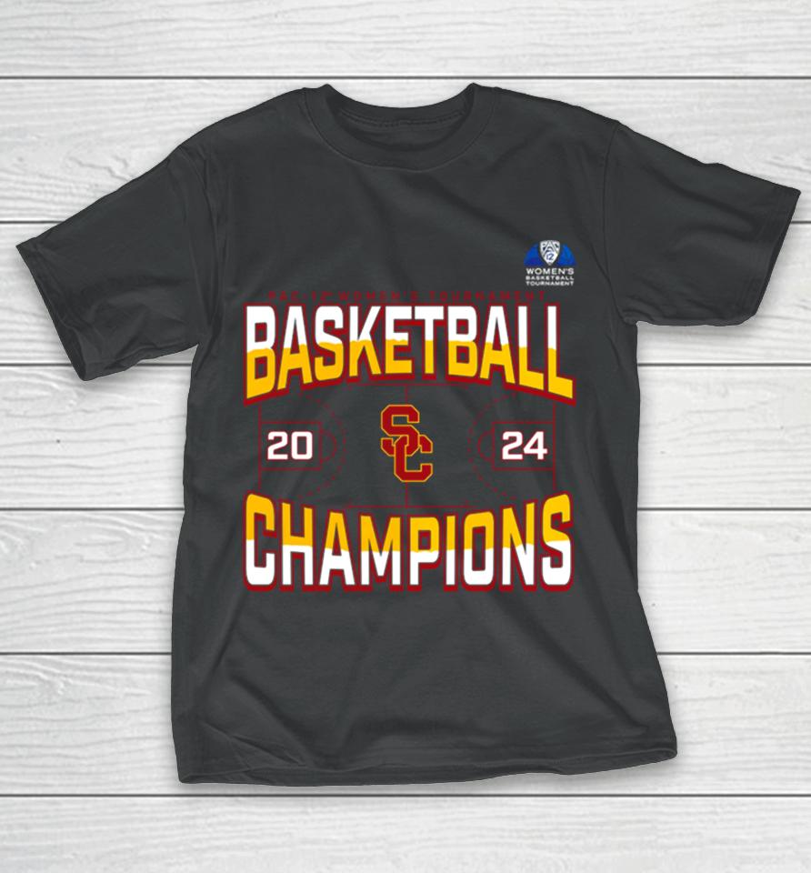 Usc Trojans 2024 Pac 12 Women’s Basketball Conference Tournament Champions Three Pointer T-Shirt