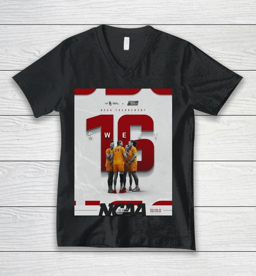 Usc Trojans Advanced To Sweet 16 Ncaa March Madness Women Basketball Tournament Unisex V-Neck T-Shirt