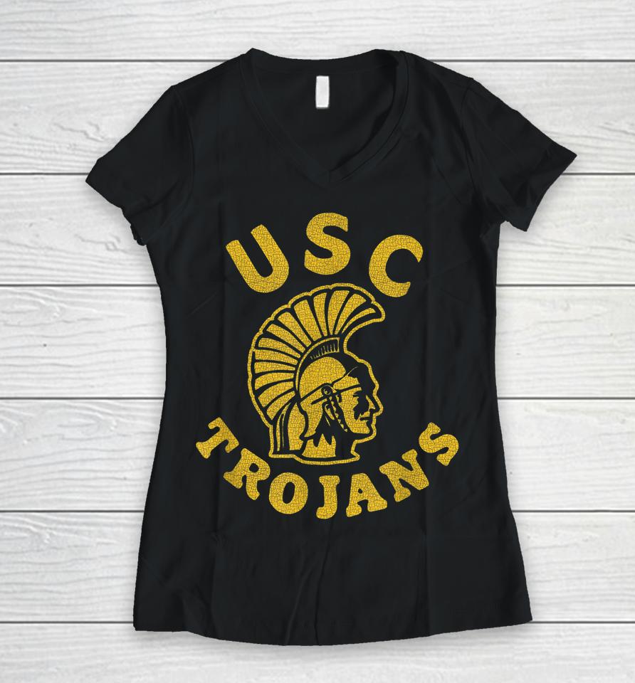 Usc Trojans Vintage Tournament Logo Women V-Neck T-Shirt