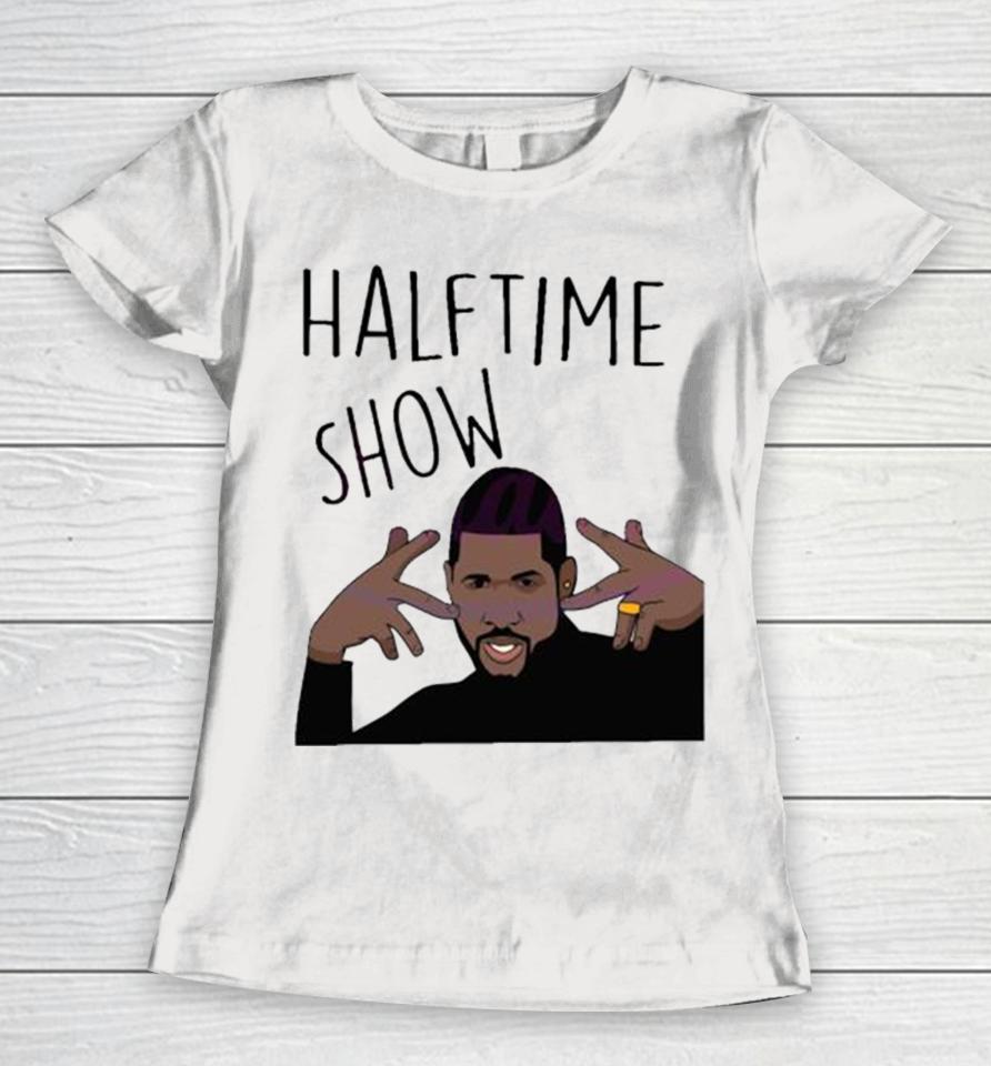 Usher Halftime Show Super Bowl Wear Gold Rings Women T-Shirt