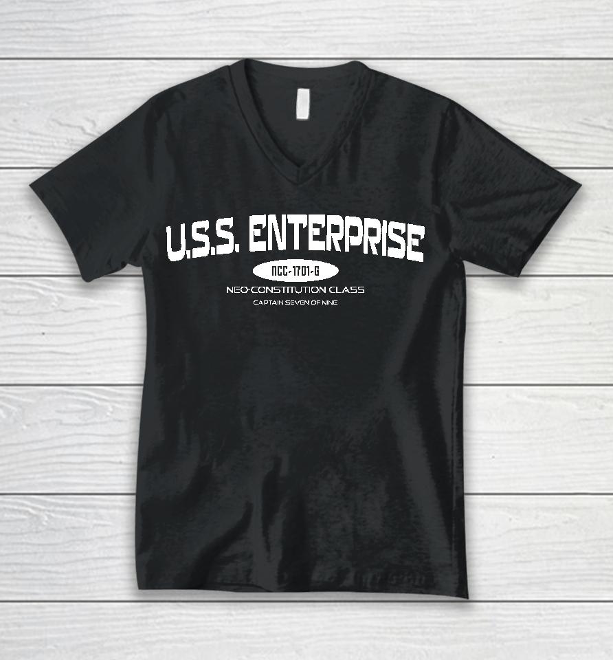 Uss Enterprise Ncc-1701-G Neo-Constitution Class Captain Seven Of Nine Unisex V-Neck T-Shirt