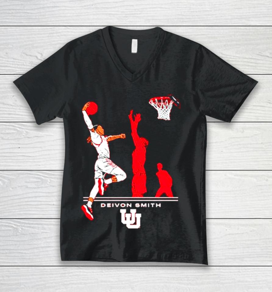 Utah Basketball Deivon Smith Superstar Pose Unisex V-Neck T-Shirt