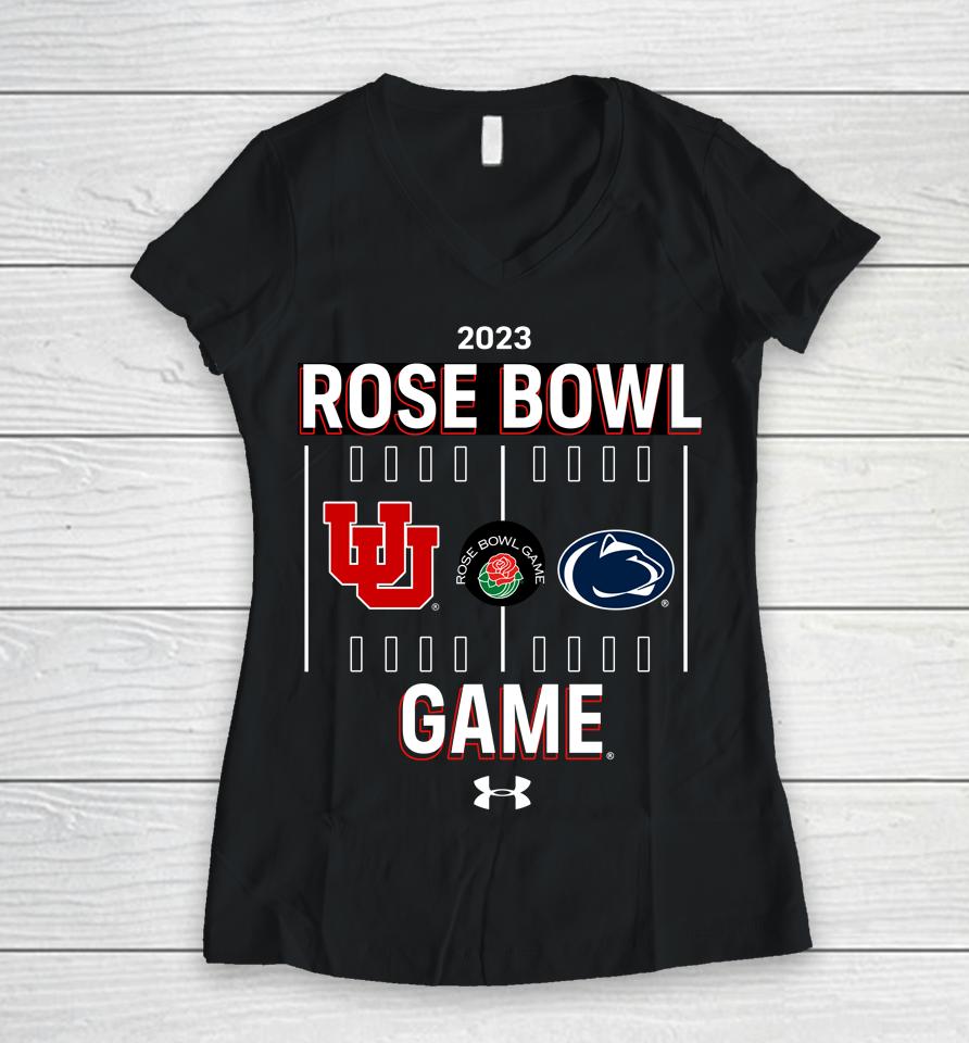 Utah Red Zone Shop Rose Bowl Game 2023 Utah Vs Penn State Matchup Women V-Neck T-Shirt