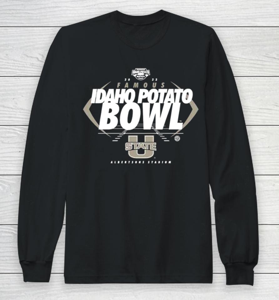 Utah State Aggies Famous Idaho Potato Bowl 2023 Albertsons Stadium Logo Long Sleeve T-Shirt