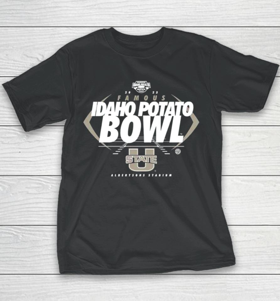 Utah State Aggies Famous Idaho Potato Bowl 2023 Albertsons Stadium Logo Youth T-Shirt