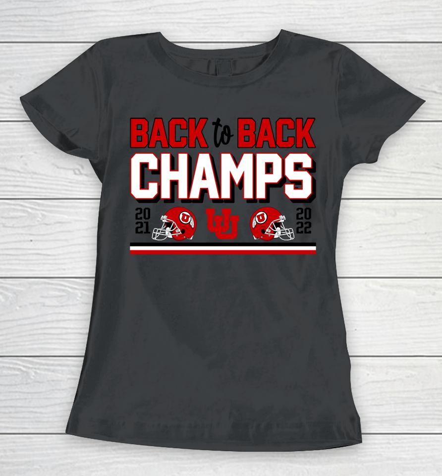 Utah Utes 2022 Pac-12 Back-To-Back Champions Women T-Shirt