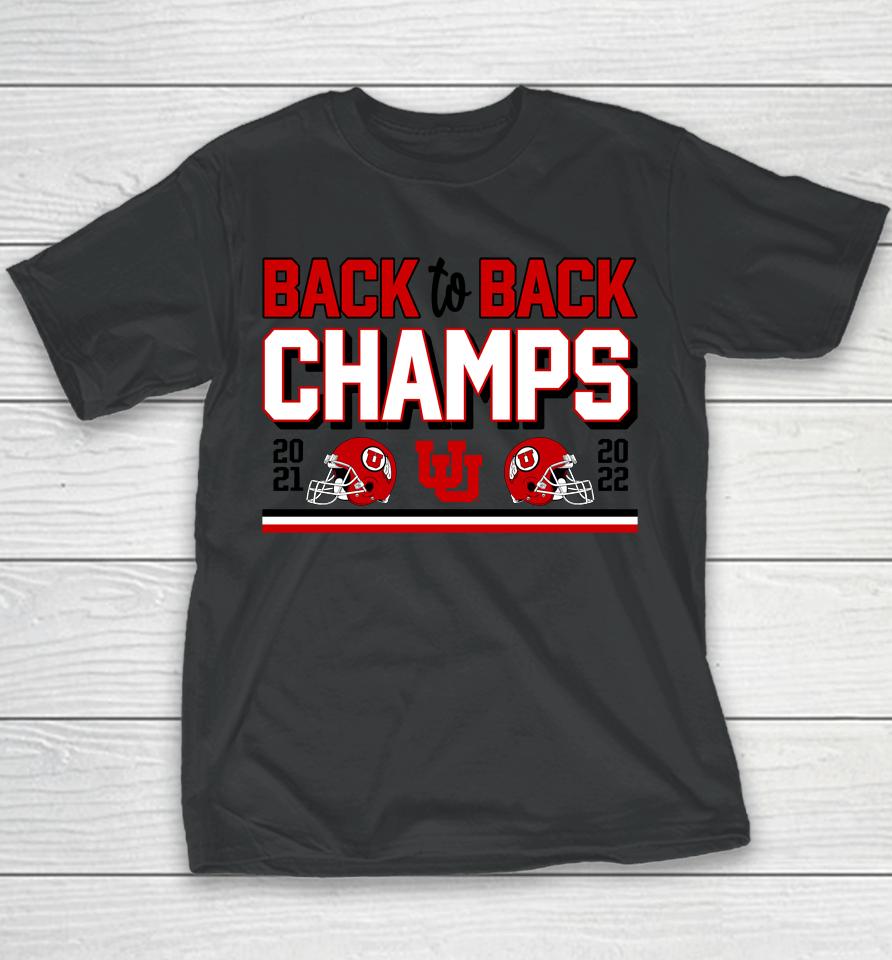 Utah Utes 2022 Pac-12 Back-To-Back Champions Youth T-Shirt