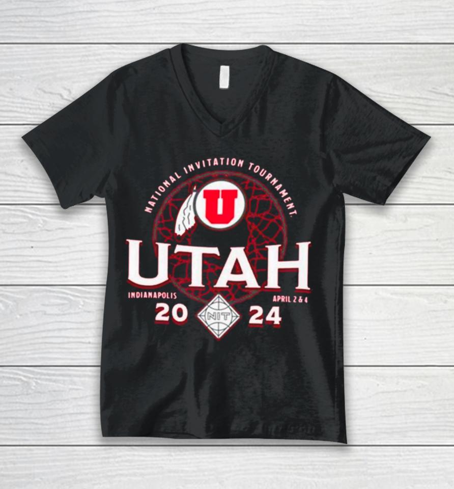 Utah Utes 2024 Division I Men’s Basketball Postseason Nit Champion Unisex V-Neck T-Shirt