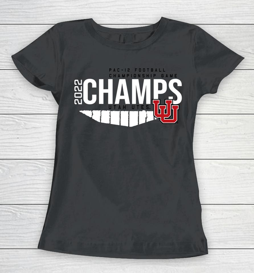 Utah Utes Blue 84 2022 Pac-12 Football Conference Champions Locker Room Women T-Shirt