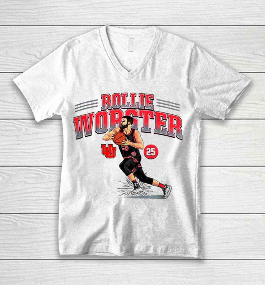 Utah Utes Rollie Worster Men’s Basketball Unisex V-Neck T-Shirt